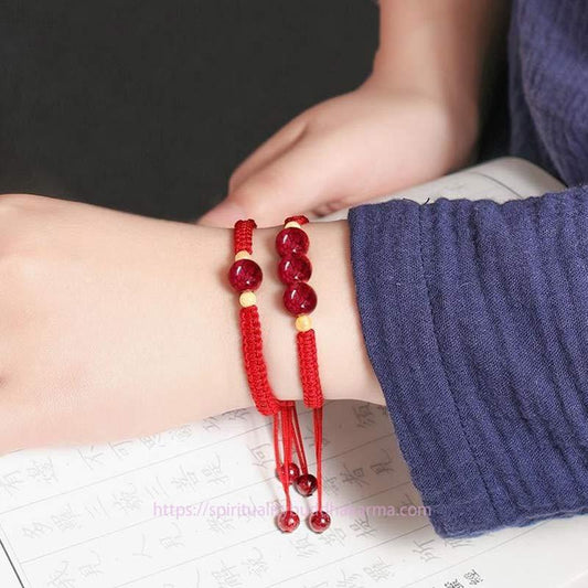 Ancient Tibetan Buddhist Red String Tradition  Cinnabar Blessing Red String Bracelet For Kids