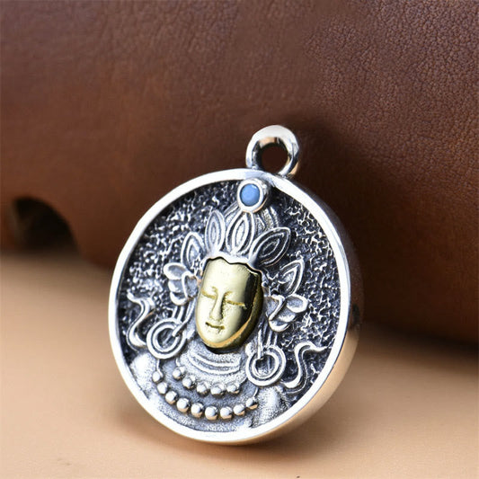 Spirituality 925 Sterling Silver Green Tara Double Dorje Vajra Protection Necklace Pendant