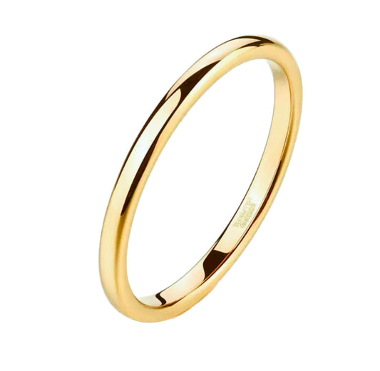 Yellow Gold Wedding Engagement Ring Band Shaped Wedding Gold Tungsten 2MM